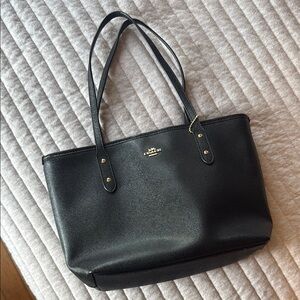 Coach Black Leather Small Tote Bag